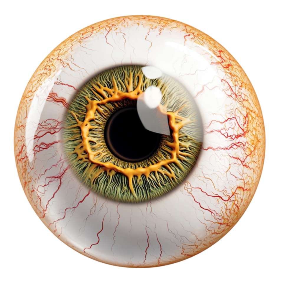 Realistic eyeball with intricate veins and a sharp iris looks detailed and lifelike png