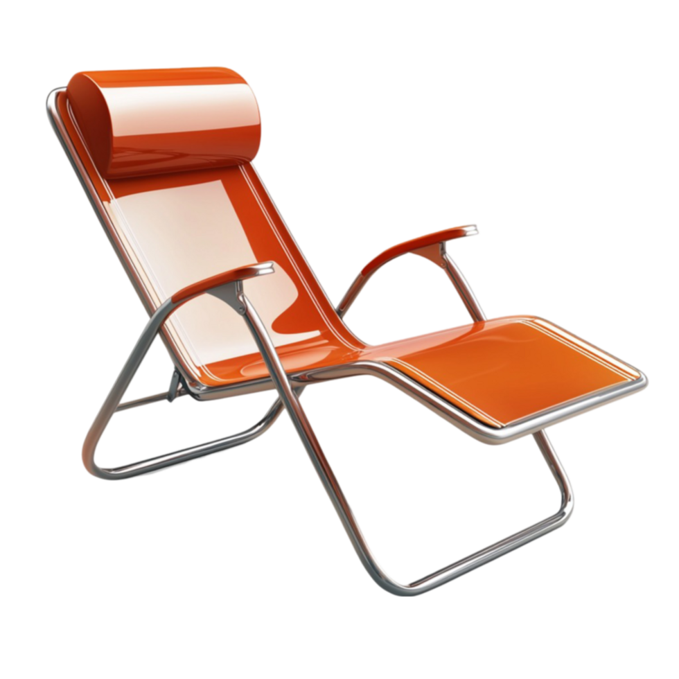 orange lounge chair with a metal frame looks comfortable and ing png