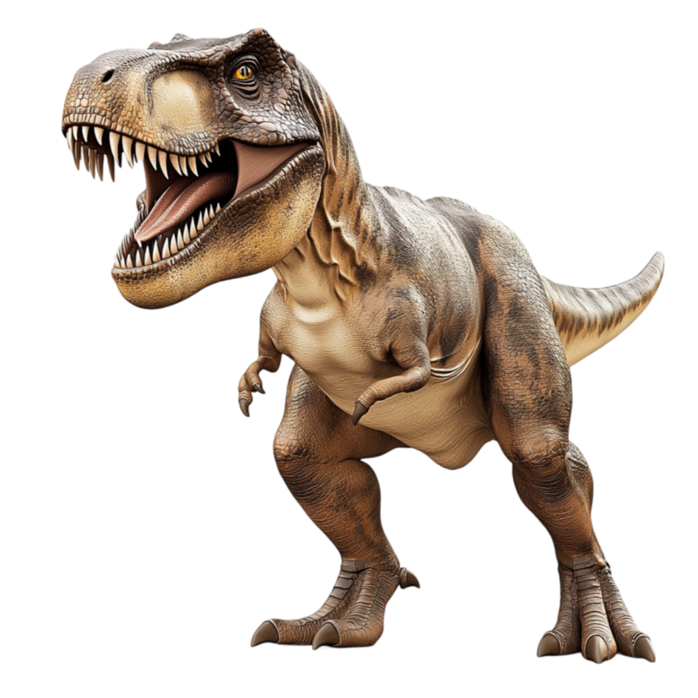 Ferocious Tyrannosaurus rex with sharp teeth looks massive and intimiting png