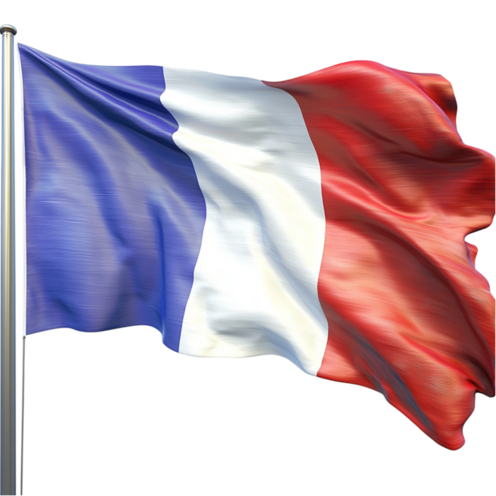 French flag with blue white and red stripes waving in the wind looks proud and strong png
