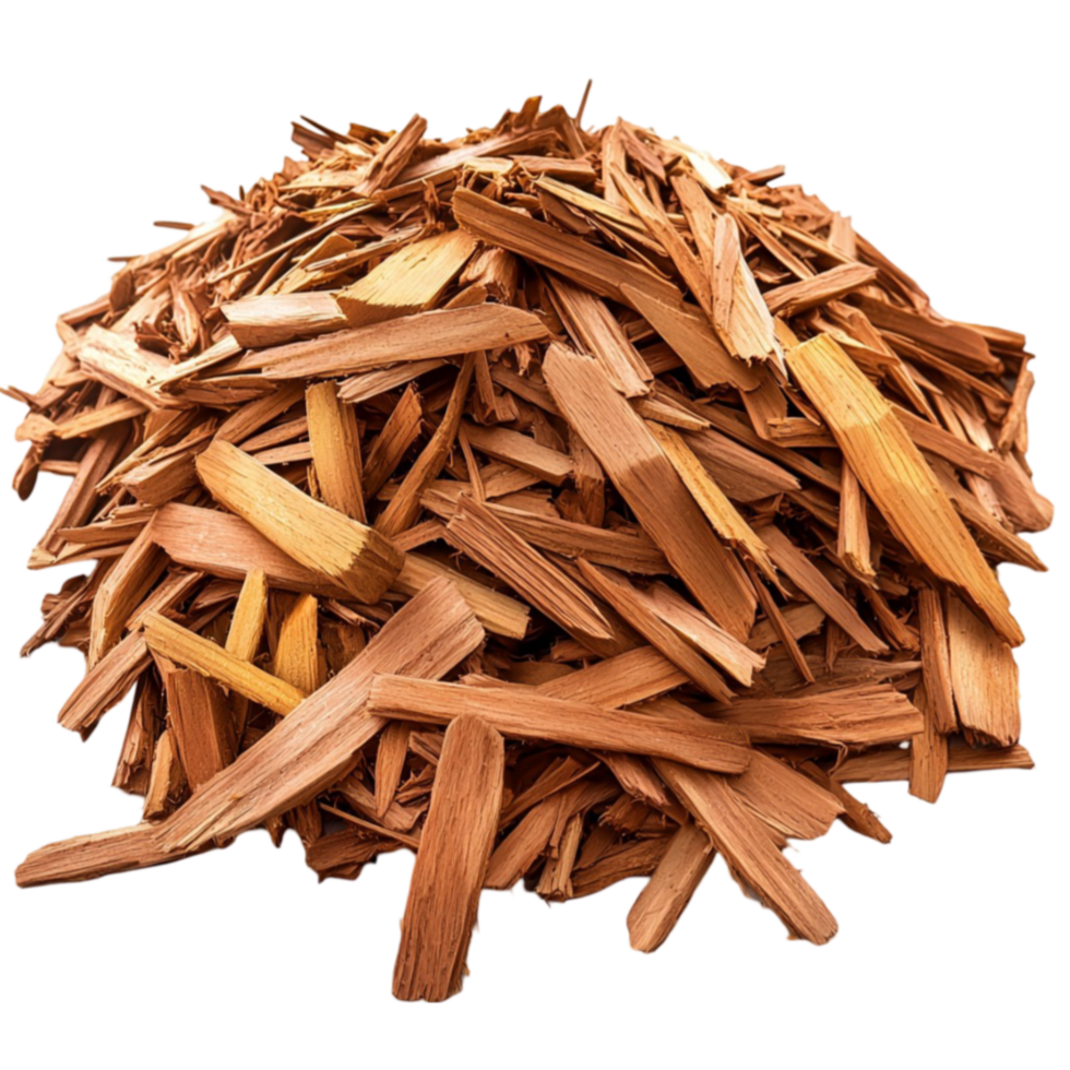 Pile of cinnamon bark chips with rough texture looks aromatic and natural png