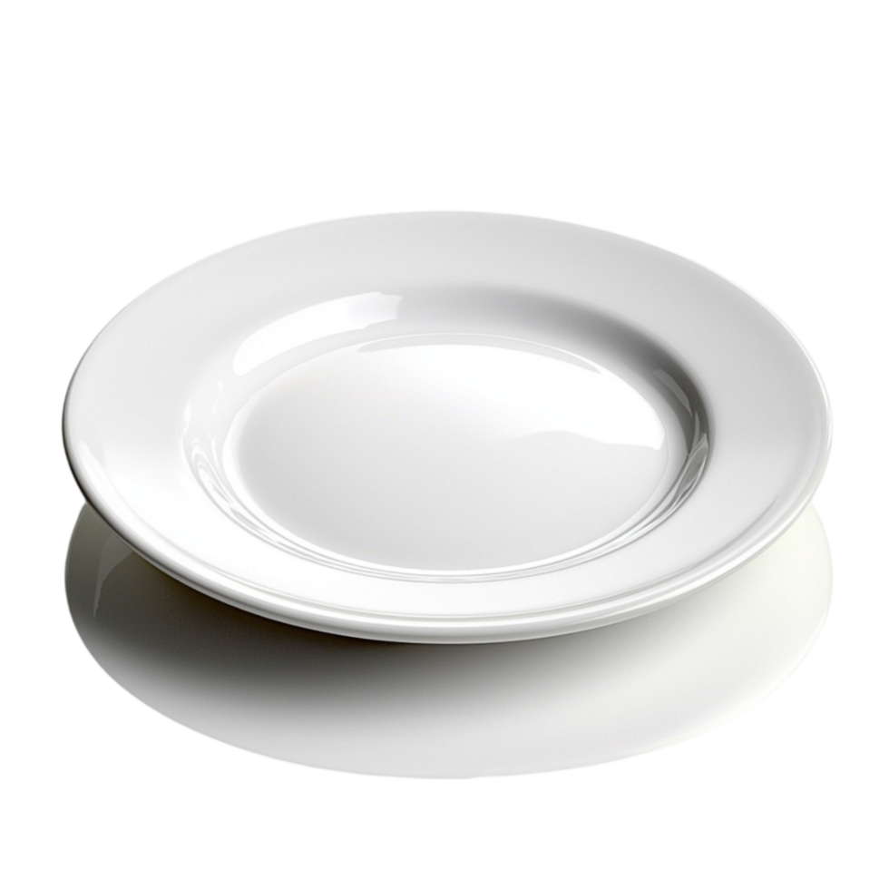 Simple white ceramic plate with a shadow looks clean and minimalist png