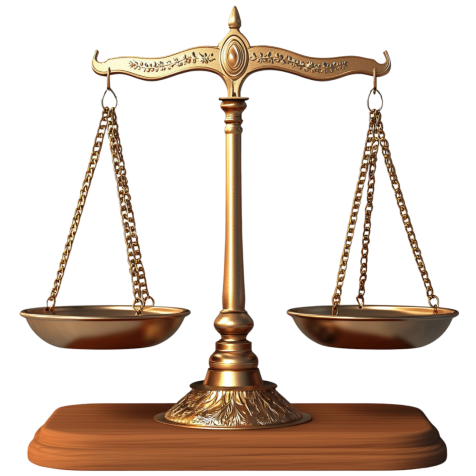 golden balance scale with intricate details looks symbolic and balanced png