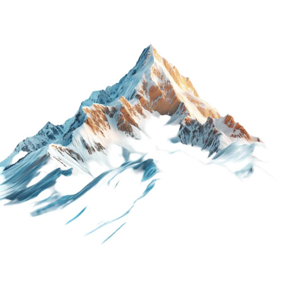 Snowcovered mountain peak with blue shadows looks majestic and serene png