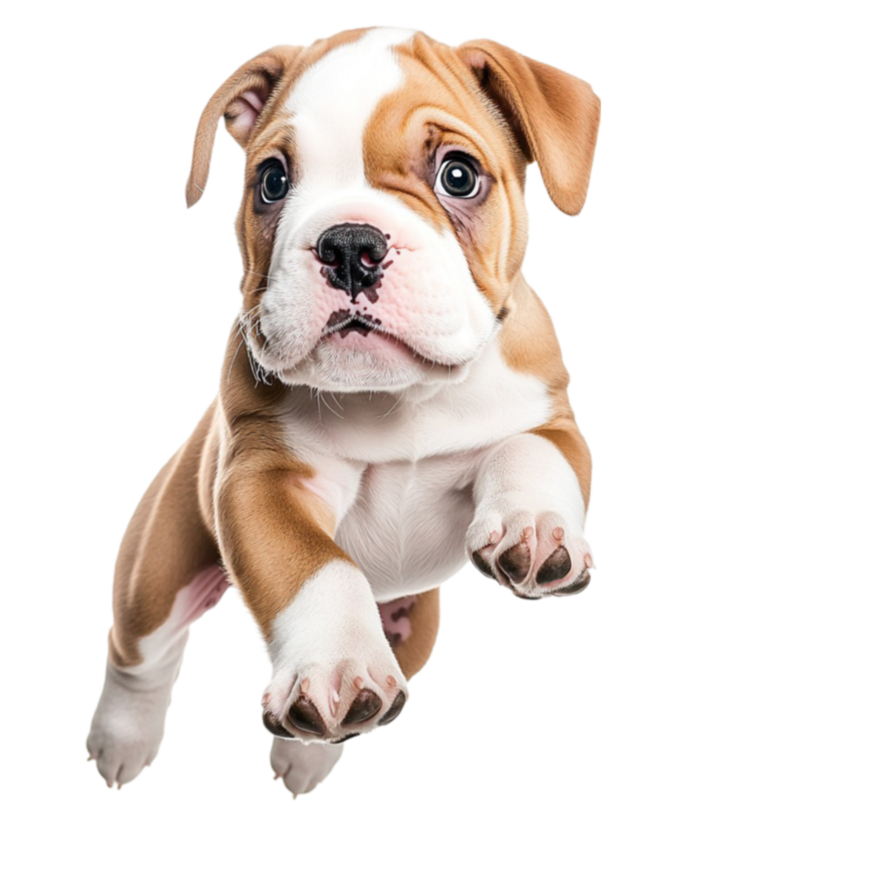Cute bulldog puppy with big eyes and floppy ears looks playful and adorable png