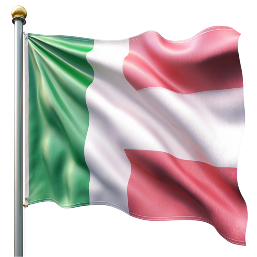 Italian flag waving on a pole looks patriotic and dynamic png