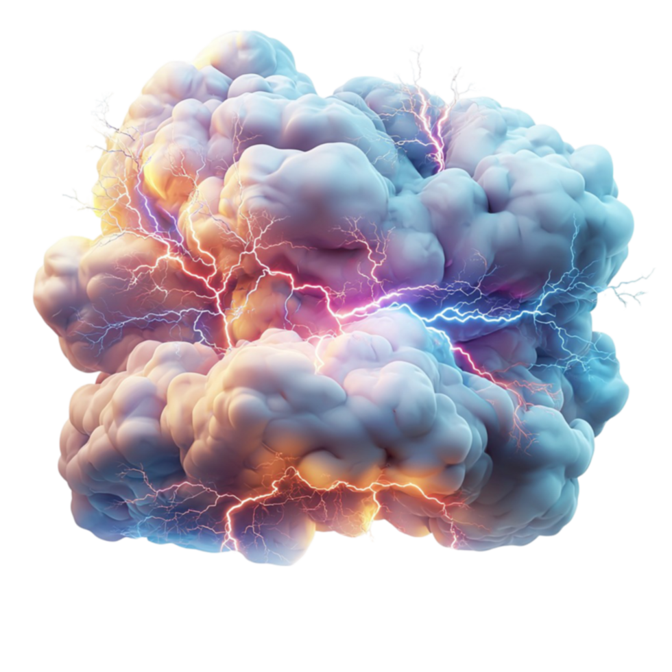 Electrified storm cloud with glowing purple lightning looks powerful and intense png