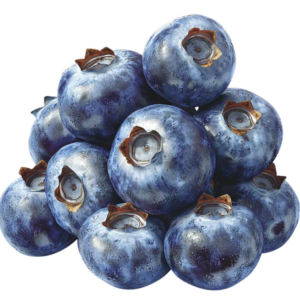 Cluster of ripe blueberries with a dusty surface looks and juicy png