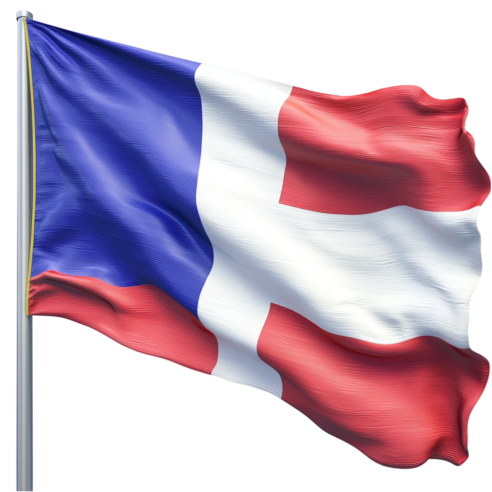 French flag waving in the wind looks patriotic and png