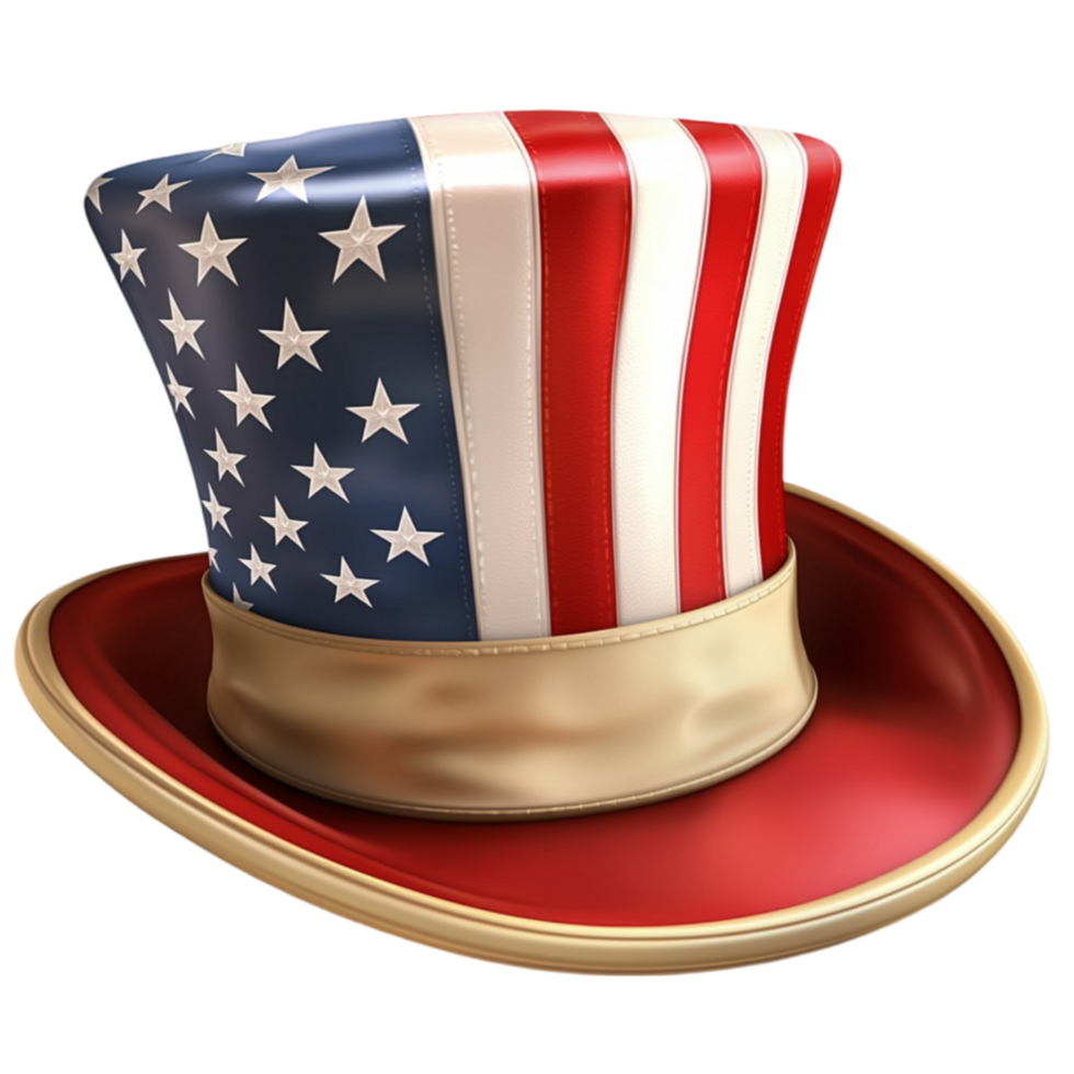 American top hat with red and white stripes looks patriotic and png