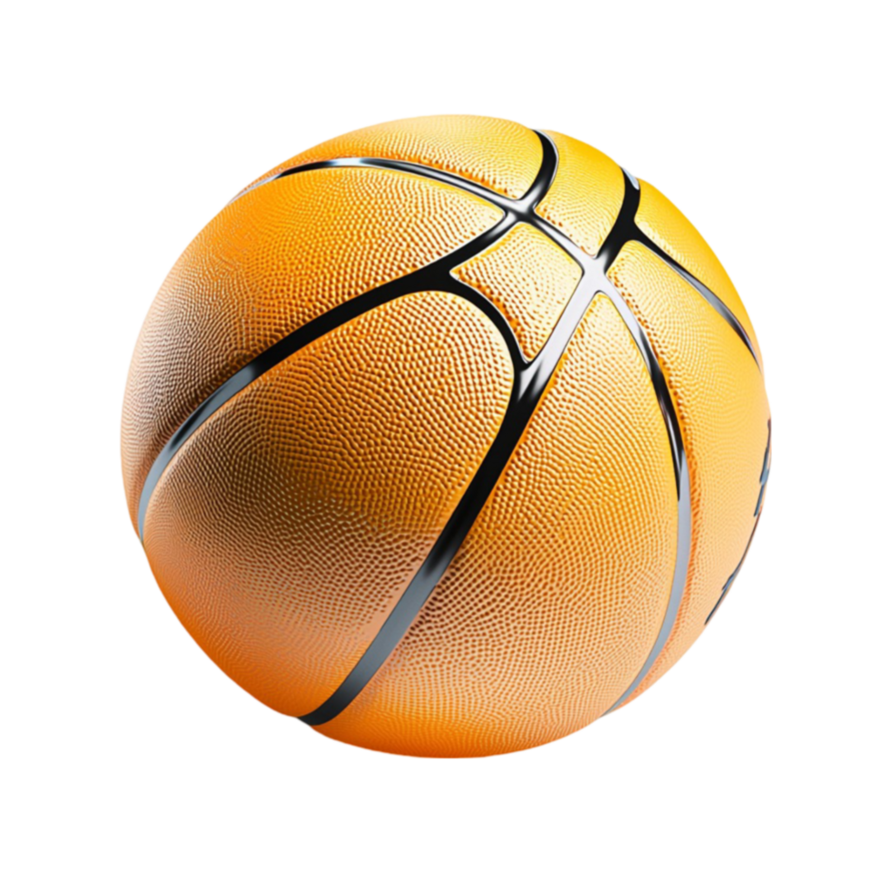 Basketball bounces with a shiny orange and black pattern png