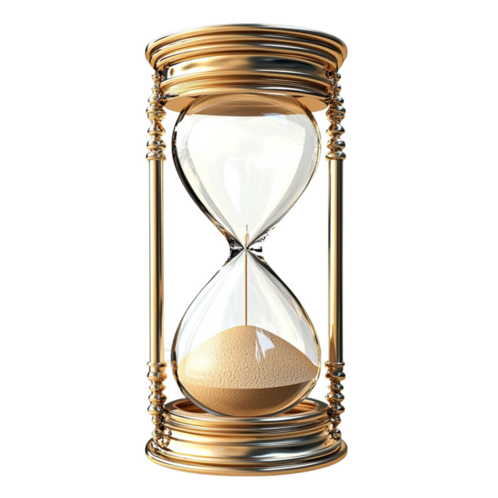 hourglass with golden edges and flowing sand looks and timeless png