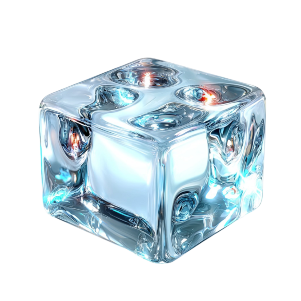 Crystalclear ice cube with a glossy and reflective surface looks cold and reing png