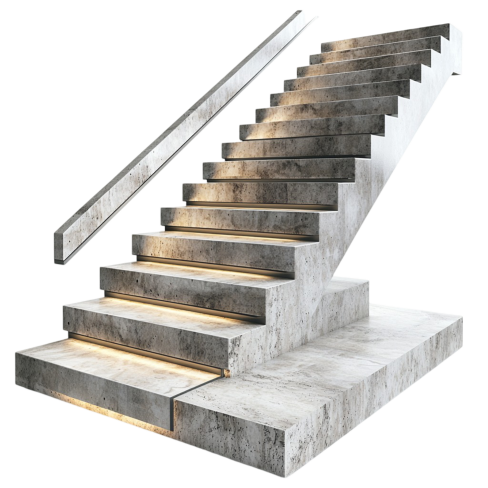 Floating marble staircase with a texture looks and contemporary png