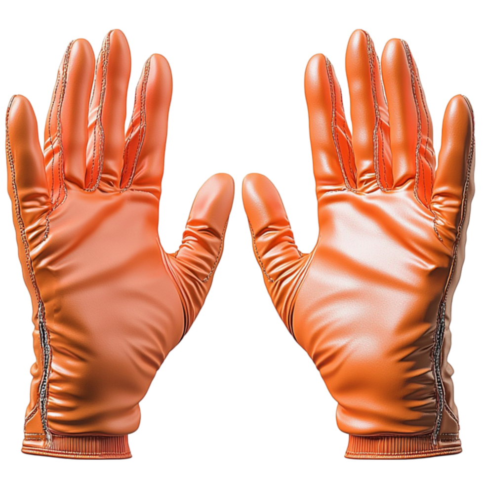 Shiny orange gloves with a texture look and protective png