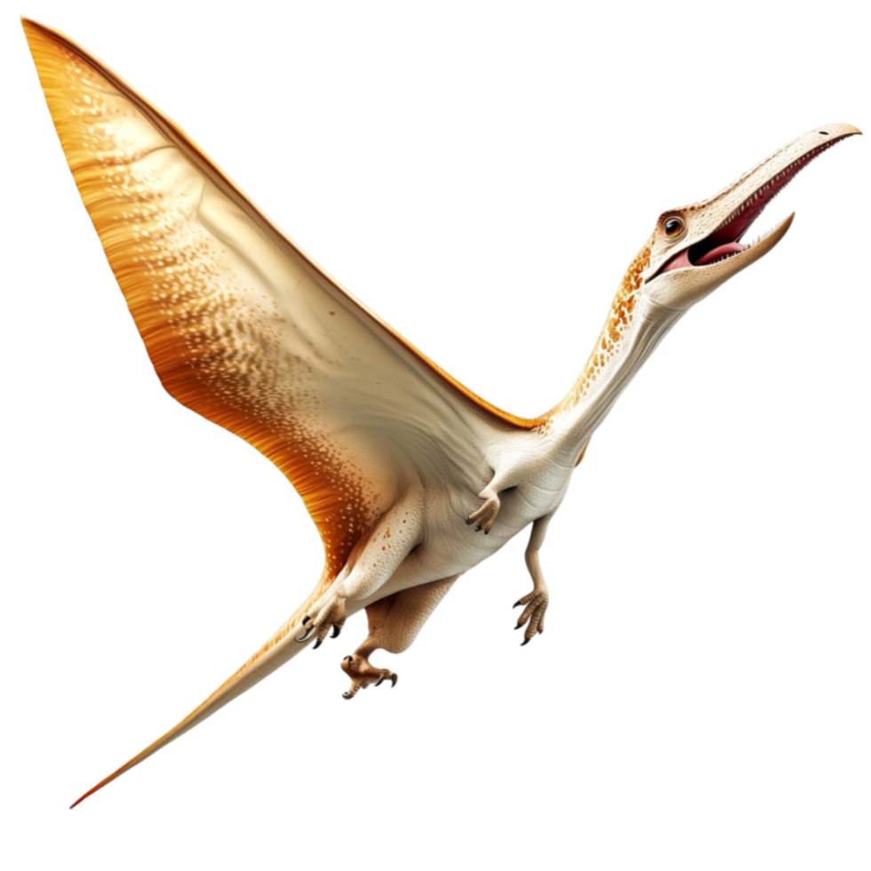 Ancient flying pterosaur with large wings looks fierce and majestic png
