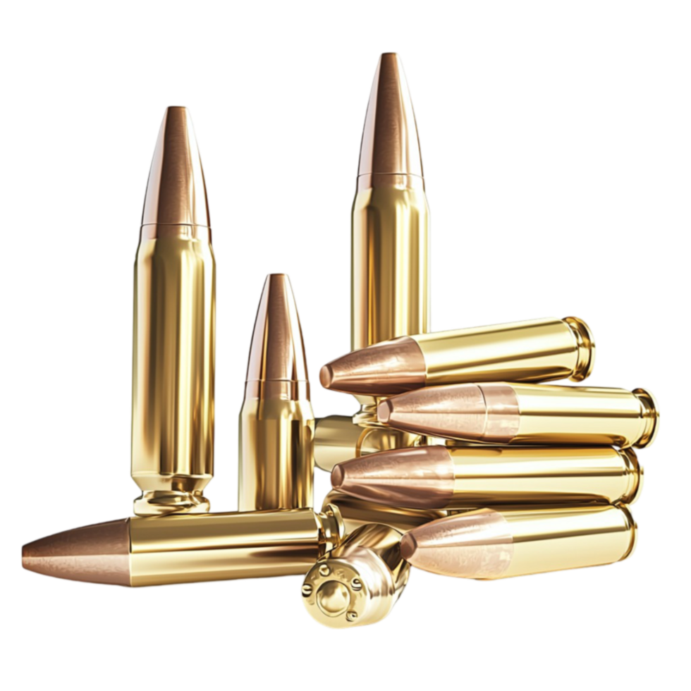Shiny golden bullets look powerful and metallic png