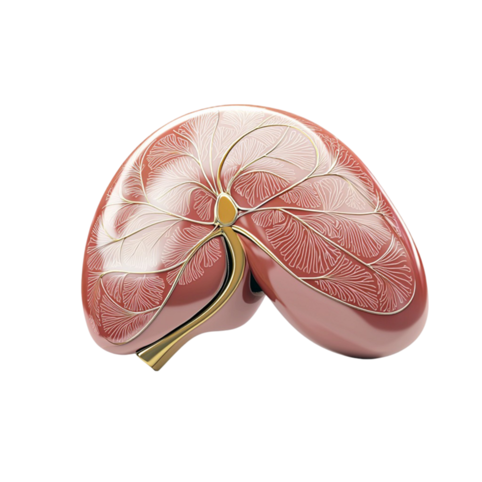 Healthy human liver with visible veins displays internal structure png