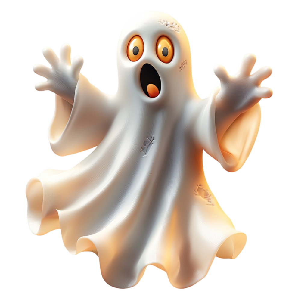 Floating ghost with glowing eyes and flowing fabriclike texture looks spooky png