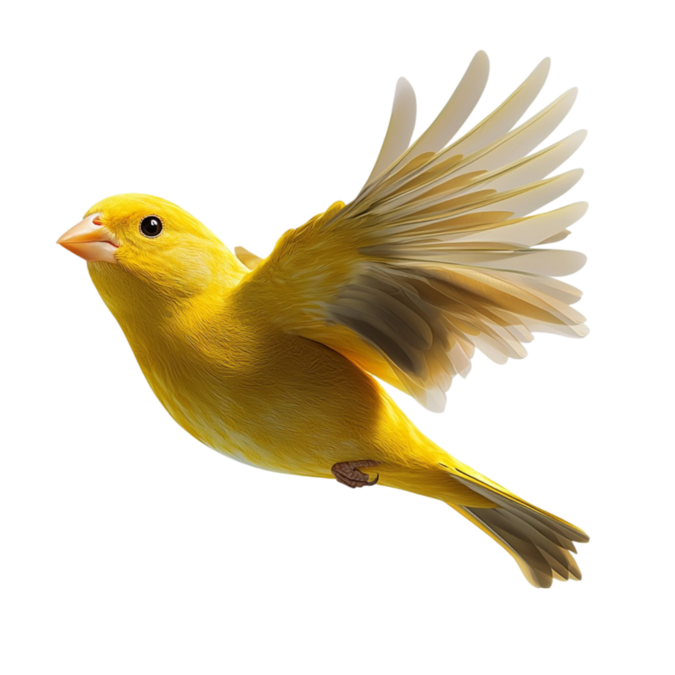 yellow canary in midflight spreading its delicate wings gracefully png