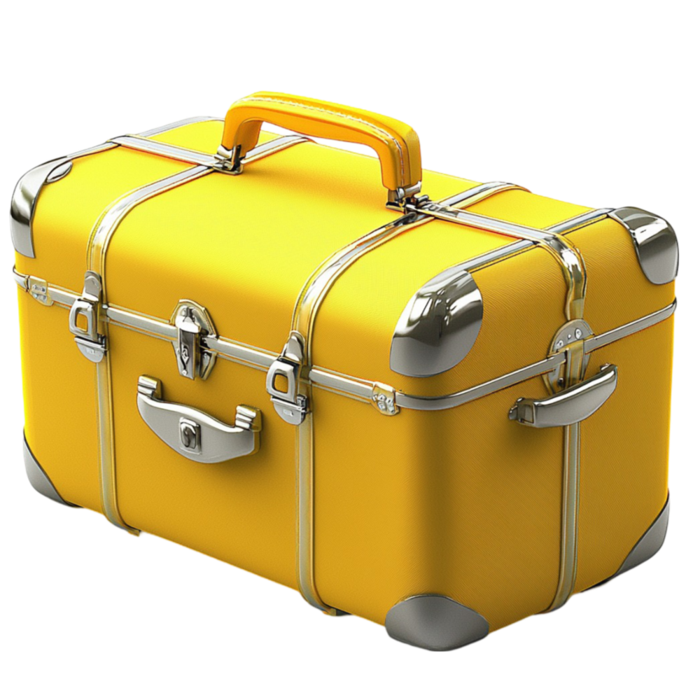 yellow suitcase with metal locks and reinforced corners designed for secure travel png