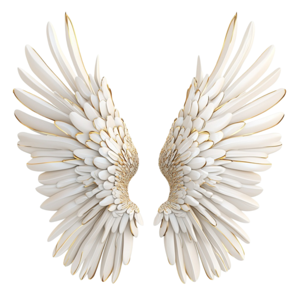 white angel wings with intricate feather details symbolizing purity and divinity png