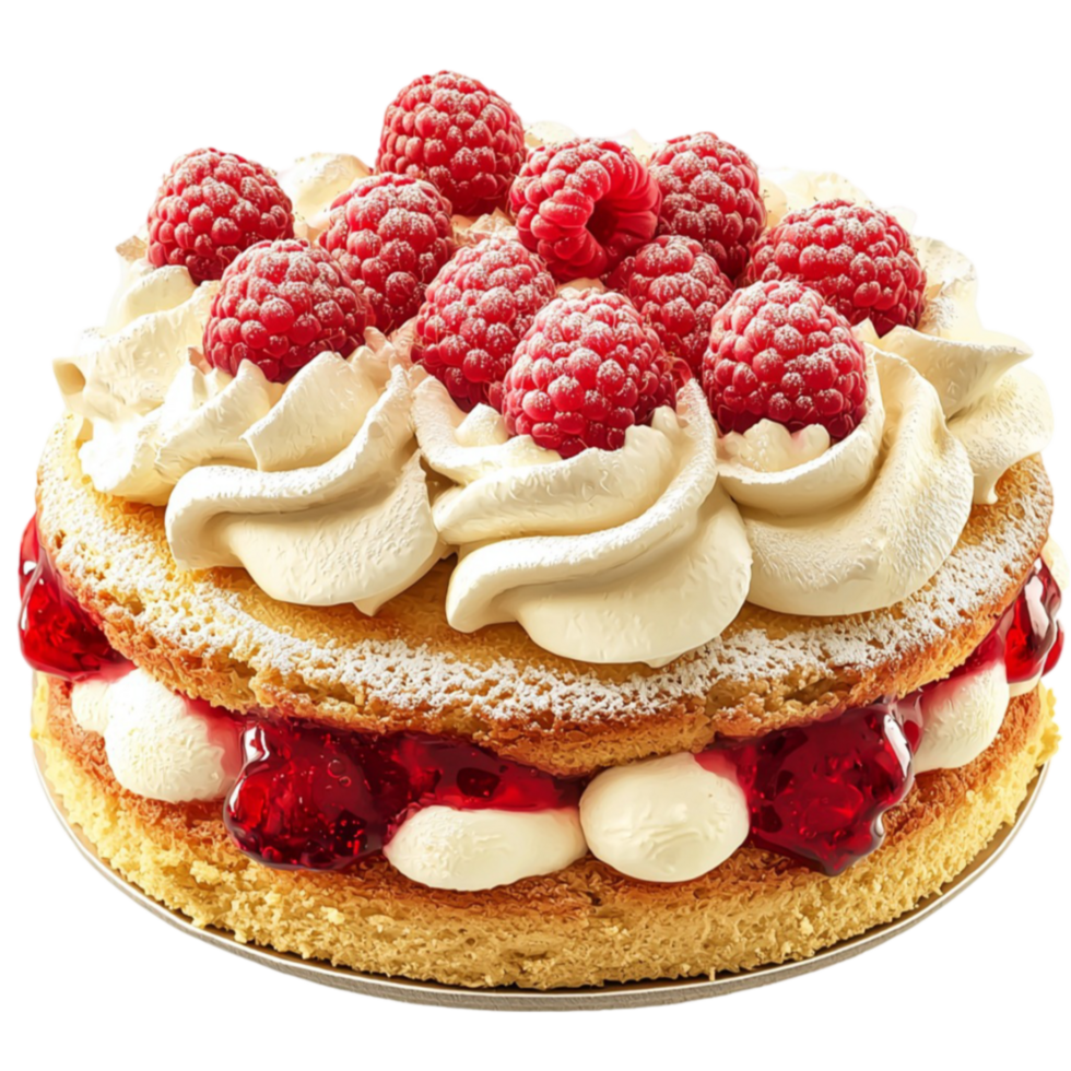 raspberry cake with layers of fruit fluffy cream and golden sponge png