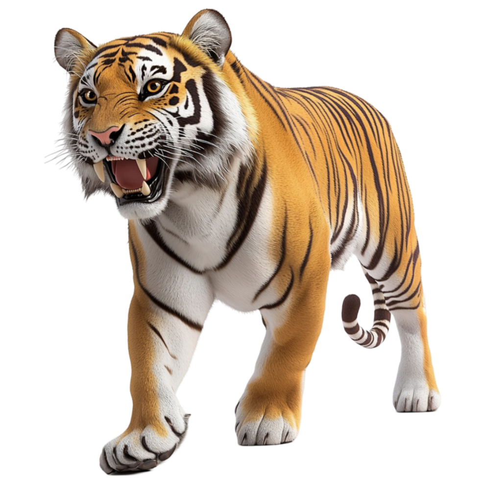 Majestic tiger walking forward with a fierce expression png