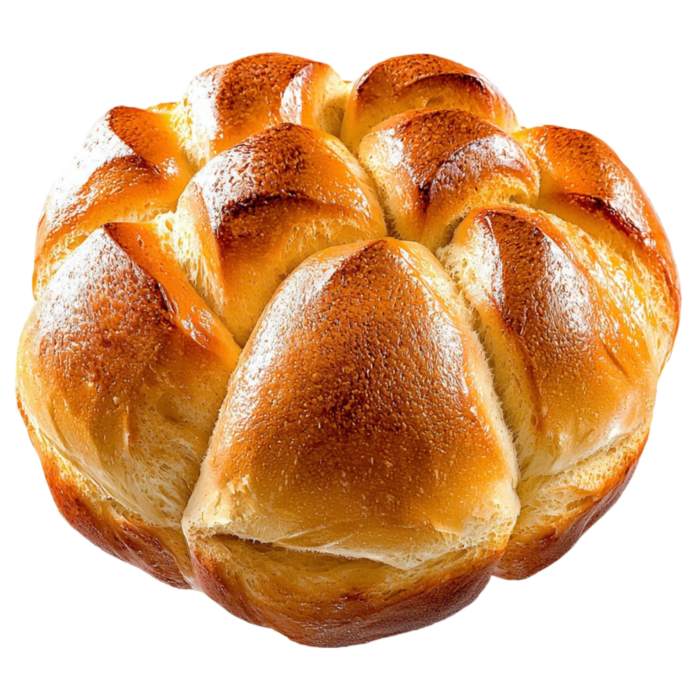 ly baked golden braided bread with a crust and texture png