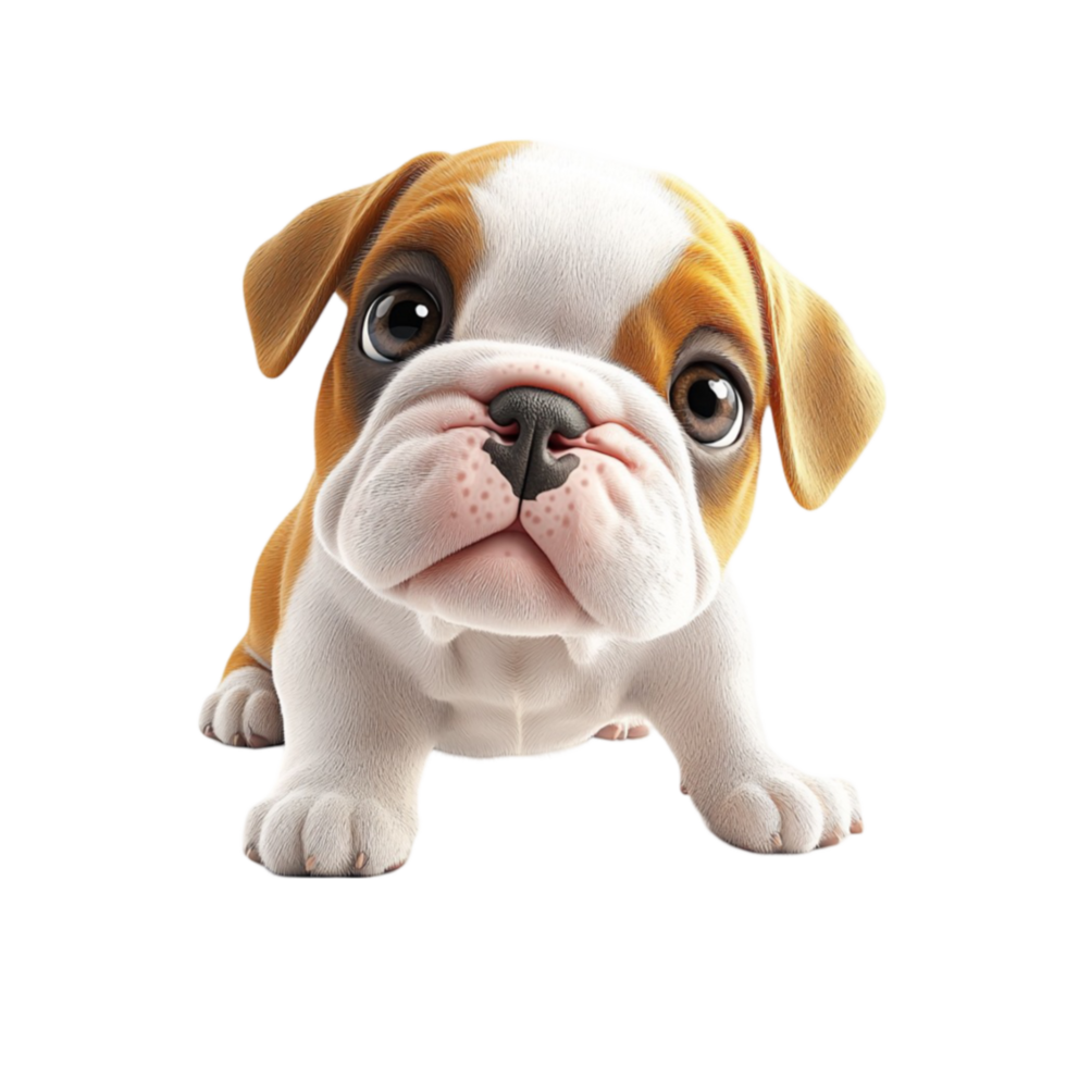 Cute little bulldog puppy with a wrinkled face and a curious expression png