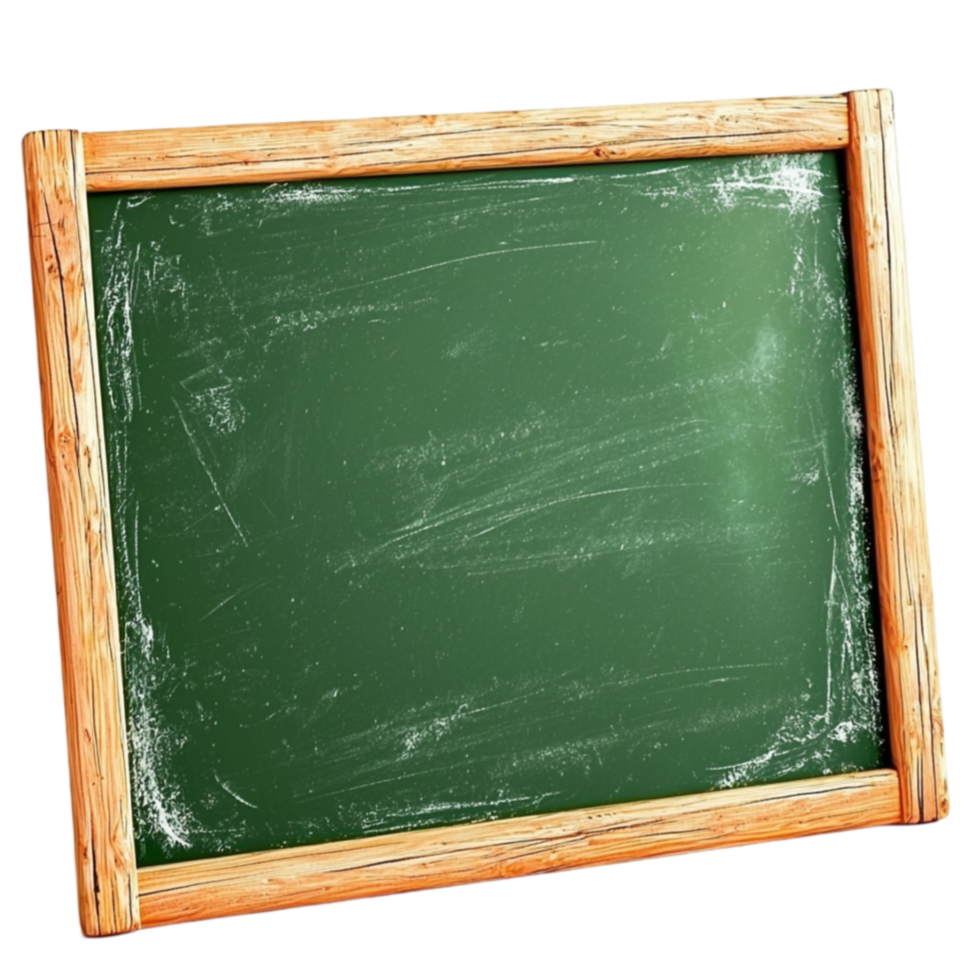 green chalkboard with a wooden frame and a slightly scratched surface png