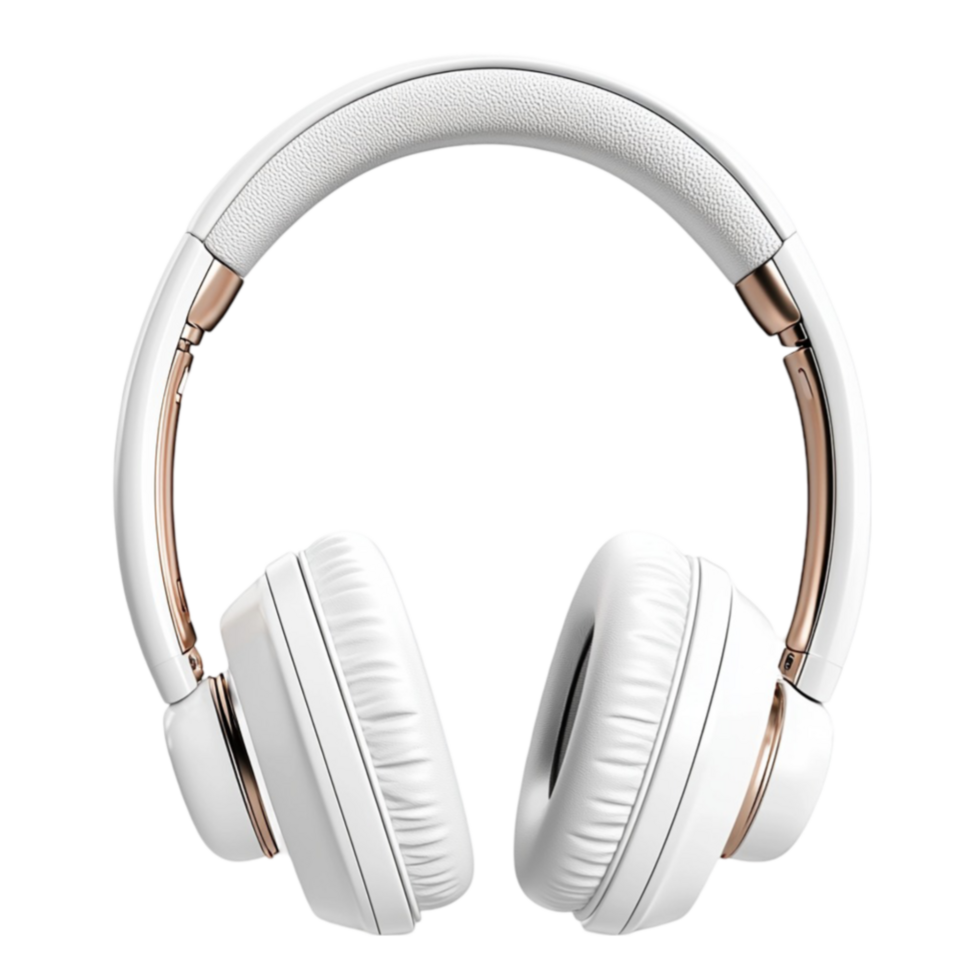 white overear headphones with cushioned ear pads and a sleek design png