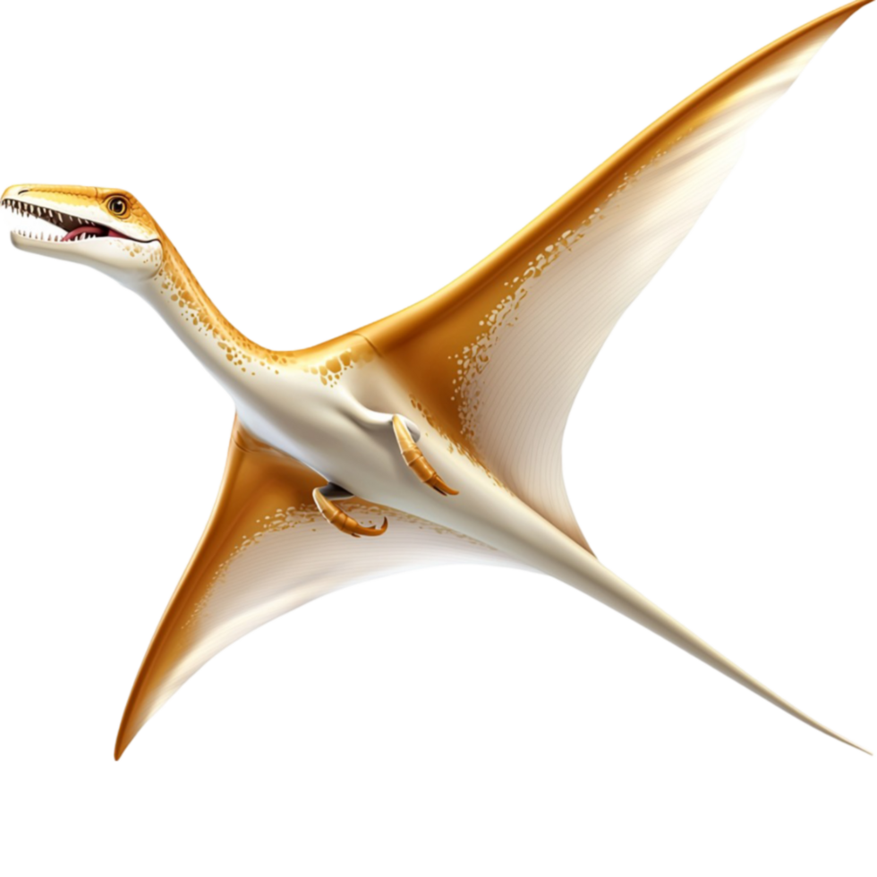 Prehistoric pterosaur flying with its wings spread wide png