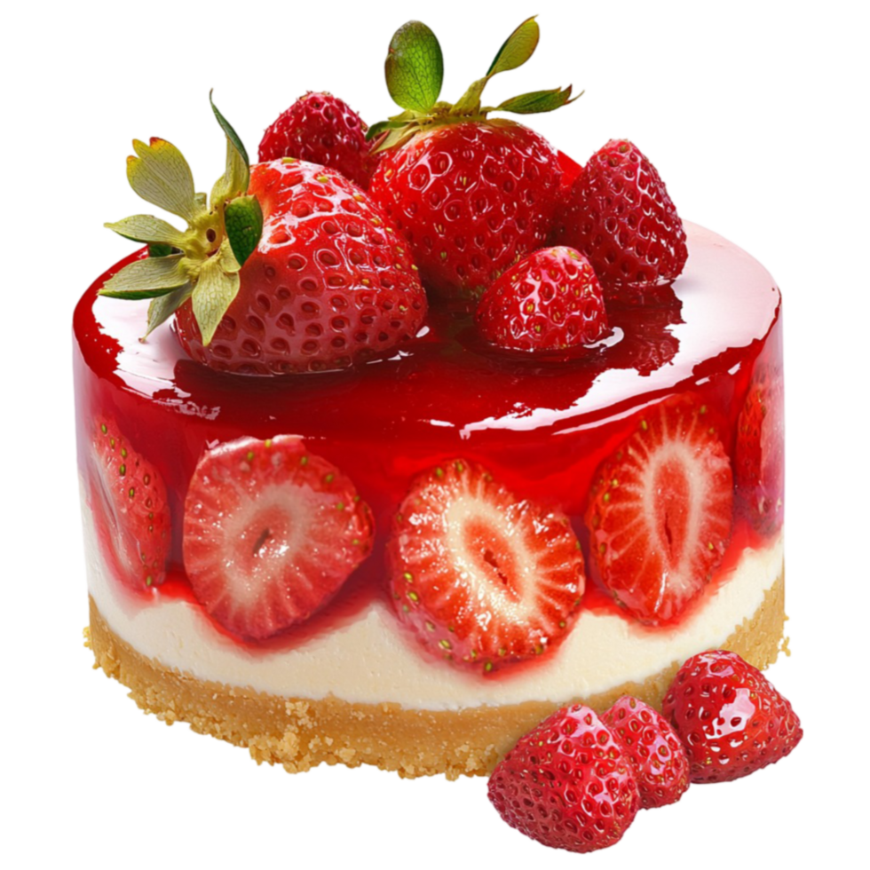 strawberry cheesecake with strawberries and a glaze on top png