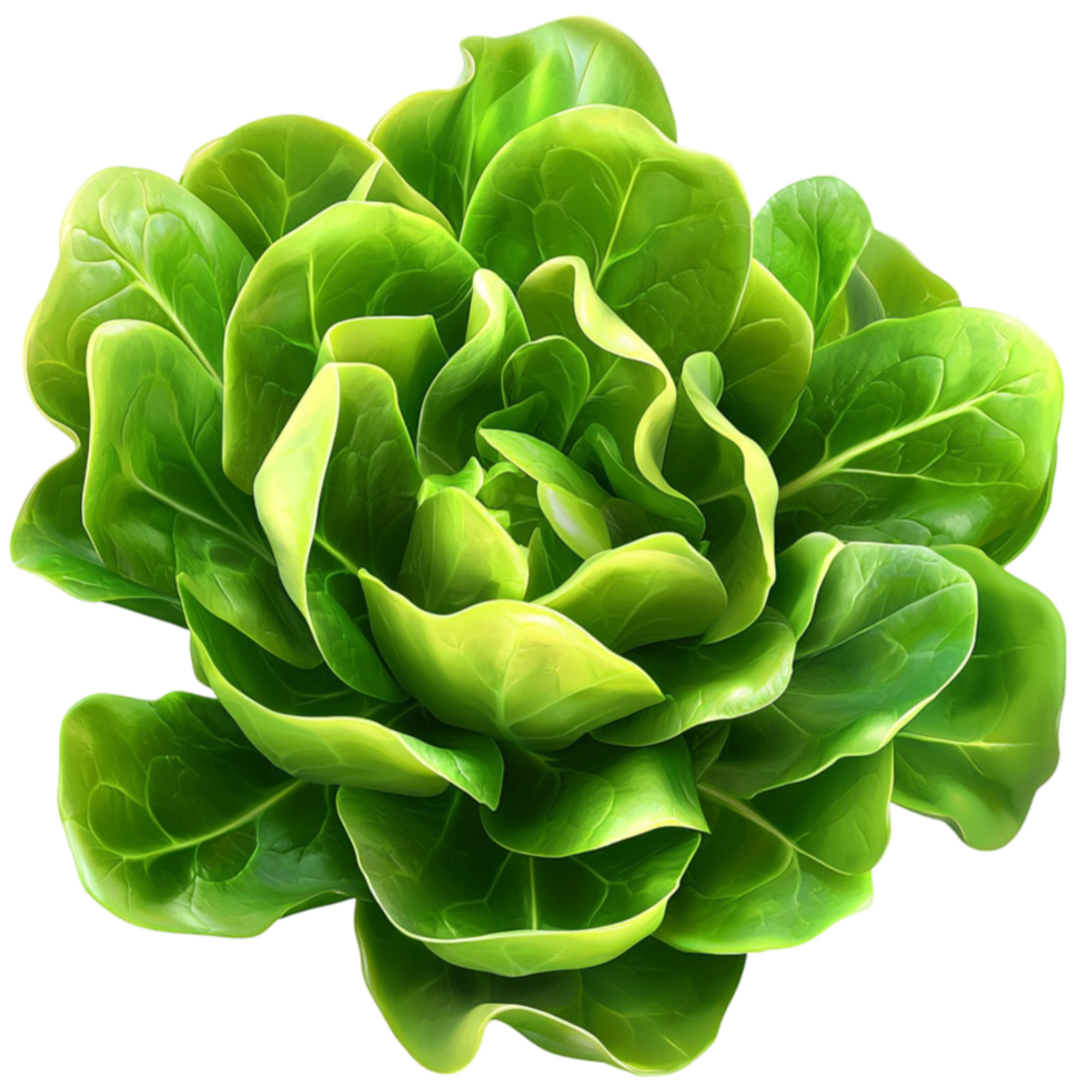green lettuce with crisp leaves arranged in a circular pattern png