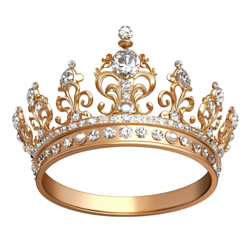 golden crown with sparkling diamonds and intricate ornamental details png