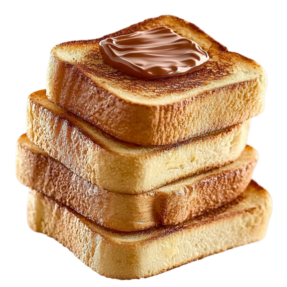 Stack of golden toast with melted butter spread on top png