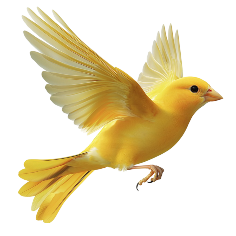 yellow canary bird flying with its wings spread wide png