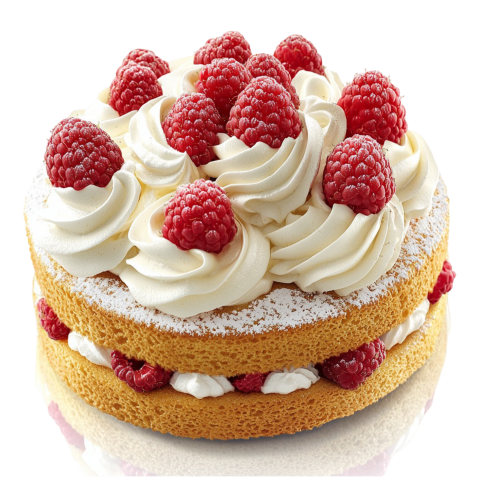 Beautiful raspberry cake with layers of cream and golden sponge png