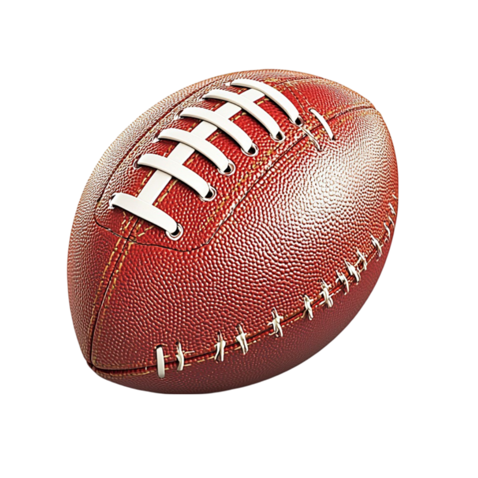 brown football with white laces and a textured surface png