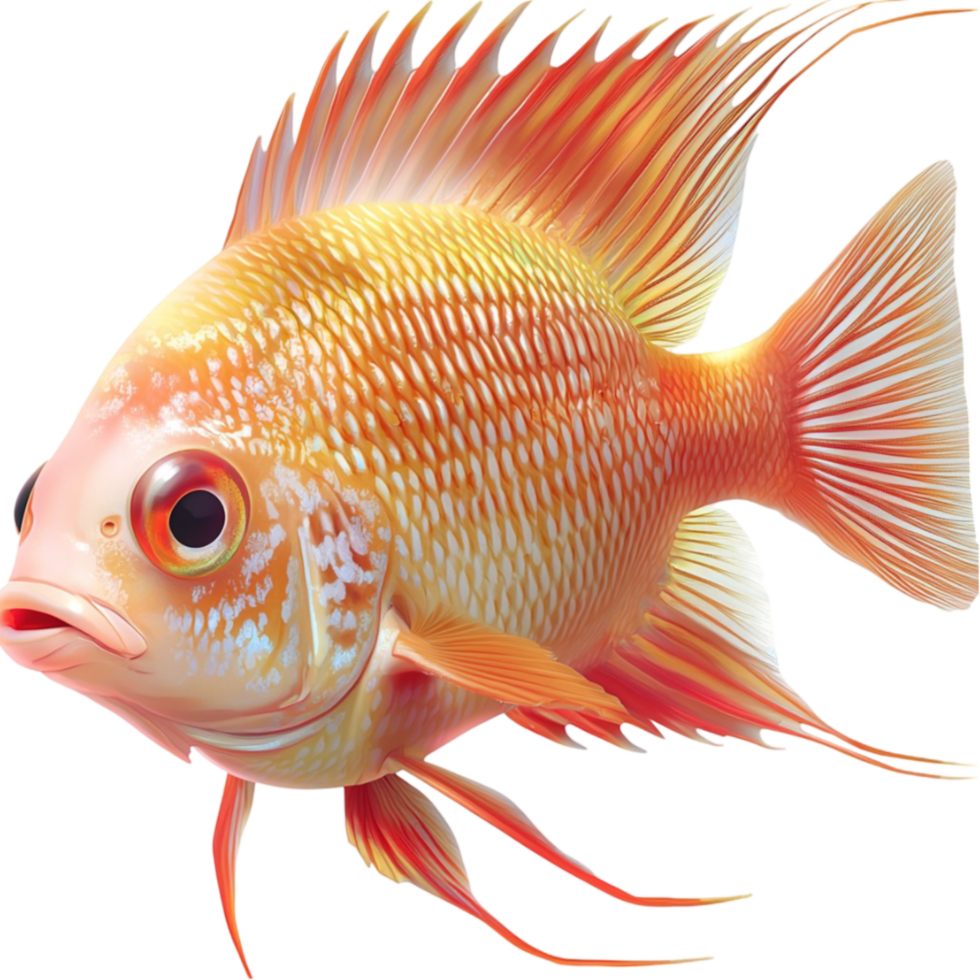 Vibrant orange goldfish with flowing fins and large round eyes png