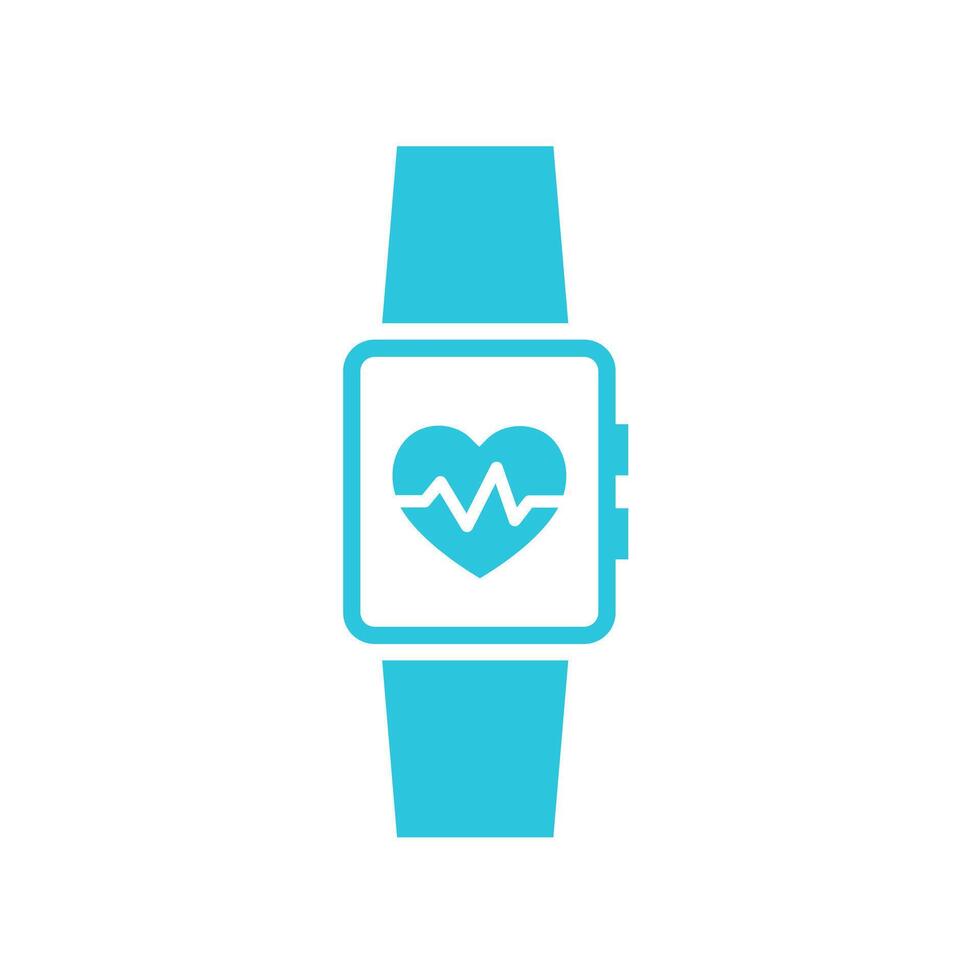 Pulse Tracker Icon, Heartbeat Monitor Watch Design, Isolated on white background. Blue icon set. vector