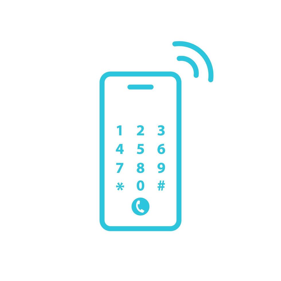 Modern Smartphone with Keypad icon, Isolated on white backgrouns, Blue icon set vector