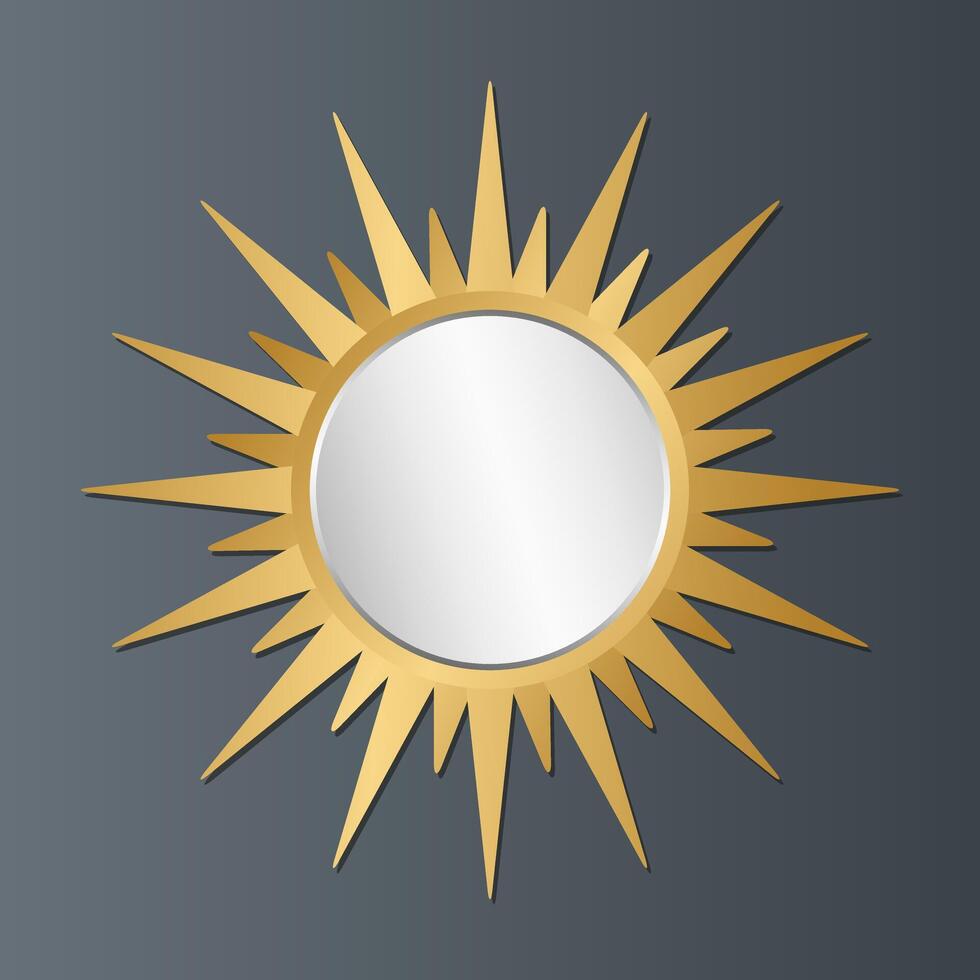 Sun wall mirror design. Sunburst Elegance in Midnight Tones vector