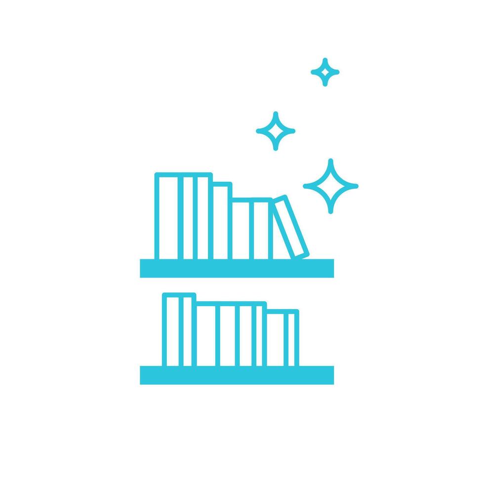 Books on shelf icon, Fairy tales from around the World. Isolated on white background. Blue icon set. vector