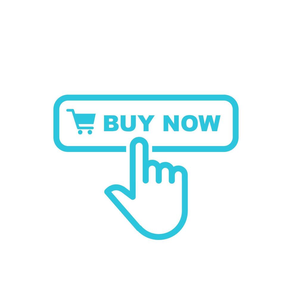 Simple Buy now button. Isolated on white. Blue icon set. vector