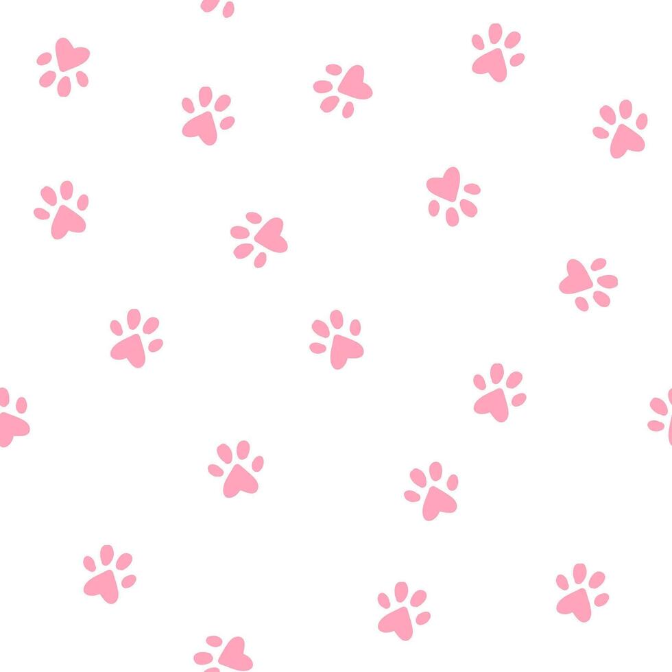 Cat little paws seamless pattern on white background vector