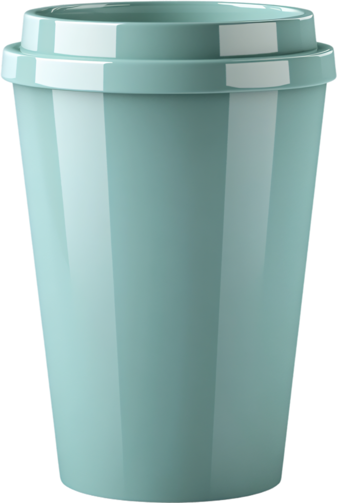 Close-up of an isolated, reusable travel mug in a calming light turquoise color, perfect for taking beverages on the go in an eco-friendly style. png