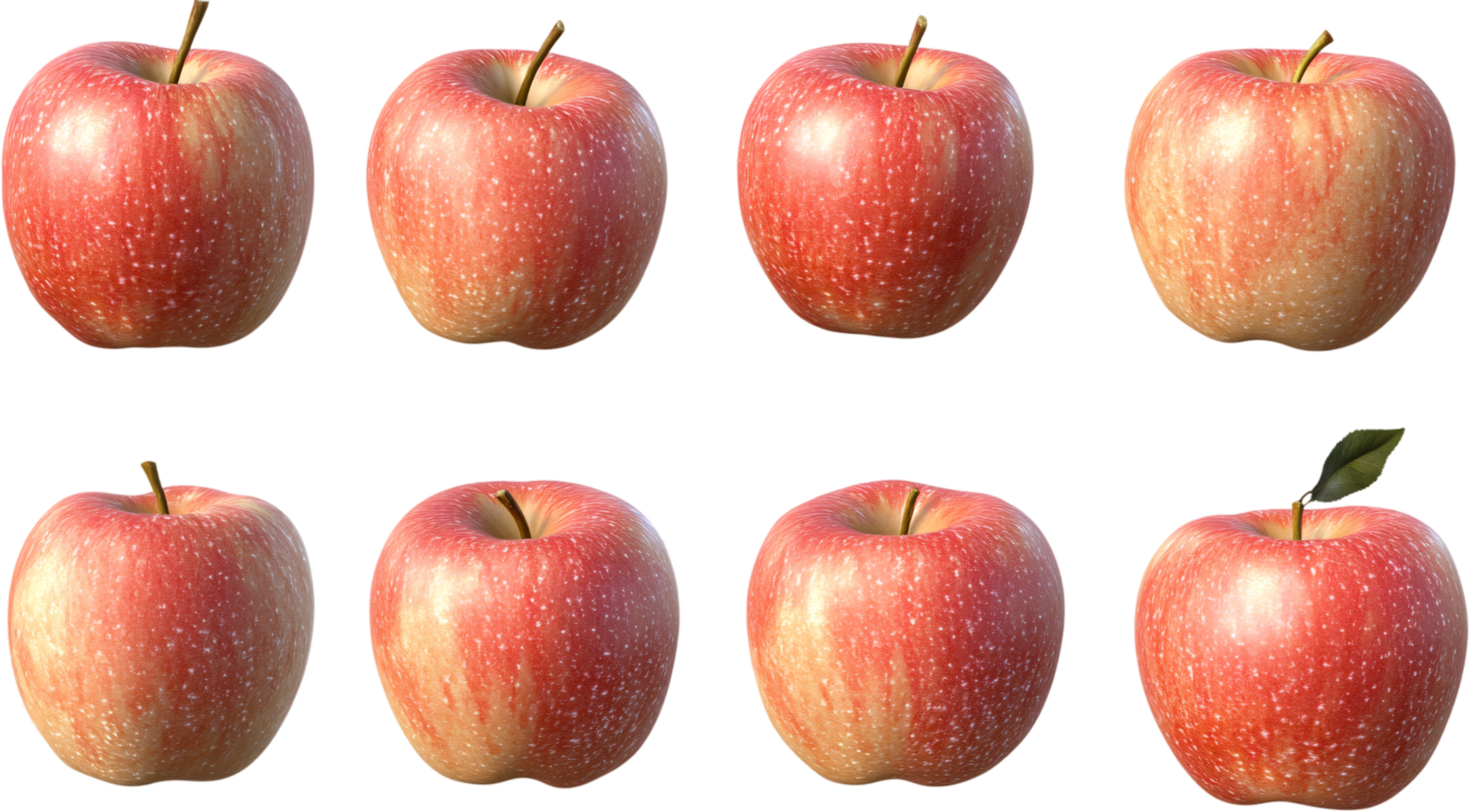 A grid of apples, their red skin and light speckles creating a visually appealing pattern, with some having stems, against a black backdrop. png
