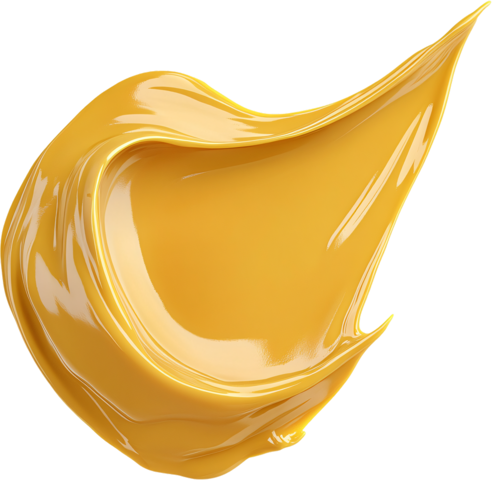 Golden swirl of thick, glossy liquid. Perfect for backgrounds or design elements. This abstract shape is both simple and elegant. png